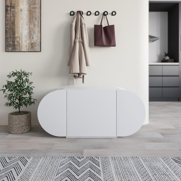 POZY Oval Shoebench with Storage – White - Karrari