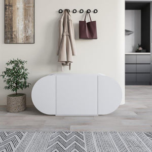 POZY Oval Shoebench with Storage – White - Karrari