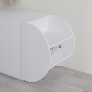 POZY Oval Shoebench with Storage – White - Karrari