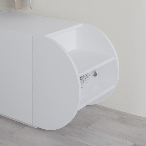 POZY Oval Shoebench with Storage – White - Karrari