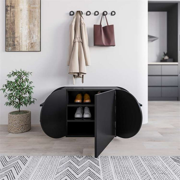 POZY Black Shoe Bench - Hidden Storage - Karrari