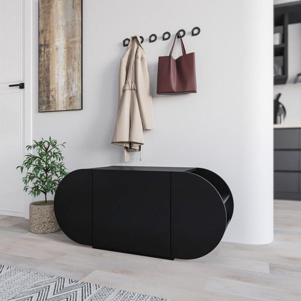 POZY Black Shoe Bench - Hidden Storage - Karrari