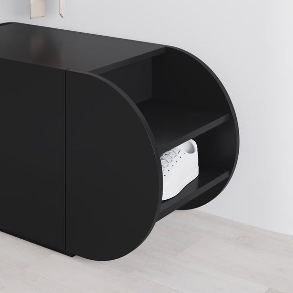 POZY Black Shoe Bench - Hidden Storage - Karrari