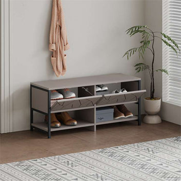 Inola Shoe Cabinet, Wood and metal, Light Mocha