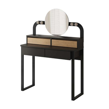 Lora Dressing Table, Wood and Metal, Lights, Black