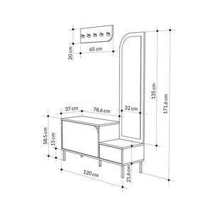 Shoe Cabinet with Coat Hanger, Mirror & Bench - Karrari