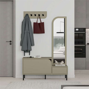 Shoe Cabinet with Coat Hanger, Mirror & Bench - Karrari