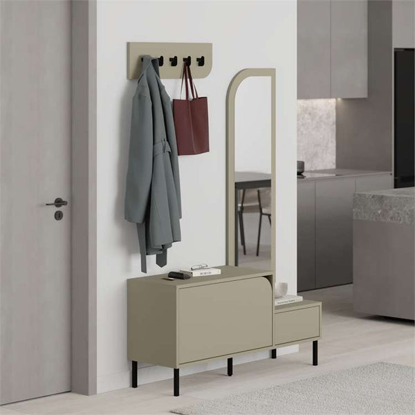 Shoe Cabinet with Coat Hanger, Mirror & Bench - Karrari