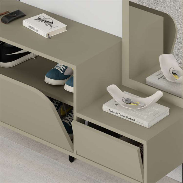 Shoe Cabinet with Coat Hanger, Mirror & Bench - Karrari