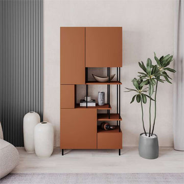 Key Bookcase, Wood and Metal, Cinnamon