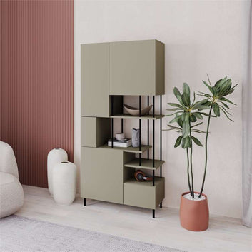 Key Bookcase, Wood and Metal, Ash Green