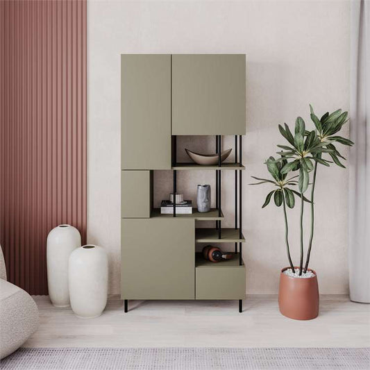 Key Bookcase, Wood and Metal, Ash Green