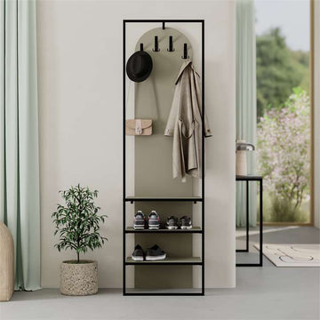 Archy Hall Stand, Ash Green, Coat Rack, Shoe Rack, Wood and Metal