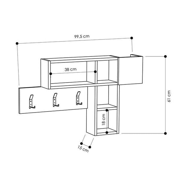 Wall Organizer with Shelves & Hooks - Karrari