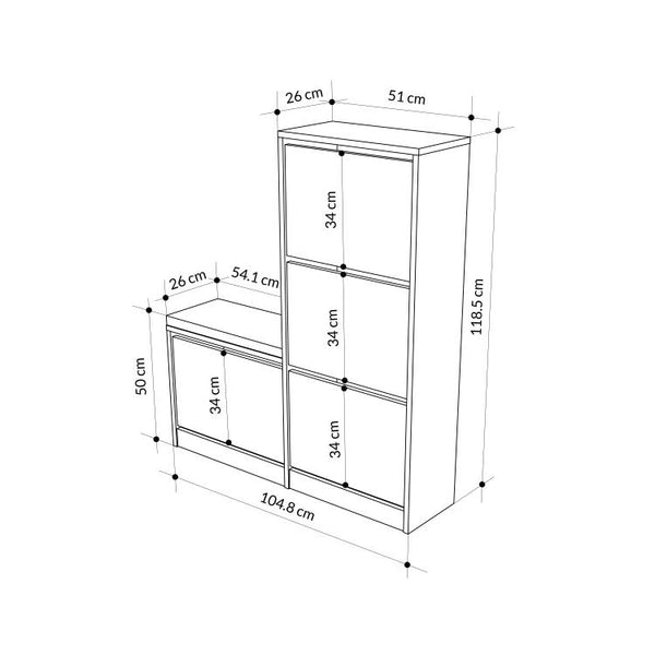 DUDE Shoe Cabinet with Bench – Black Bute - Karrari