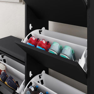 DUDE Shoe Cabinet with Bench – Black Bute - Karrari