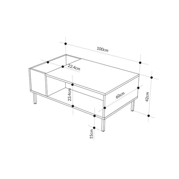 VENA Coffee Table – Ash Green & Metal Black - Karrari