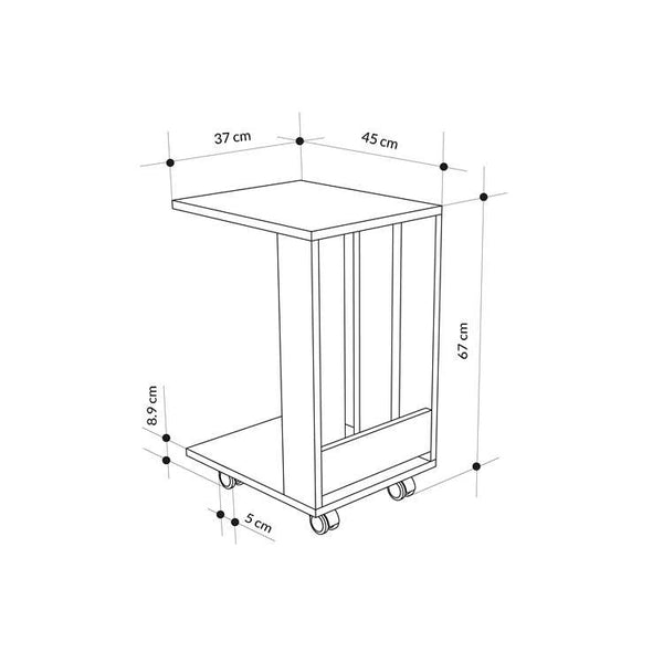 C-Shaped Side Table with Wheels - Karrari