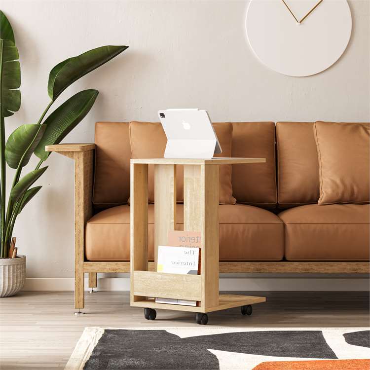 C-Shaped Side Table with Wheels - Karrari