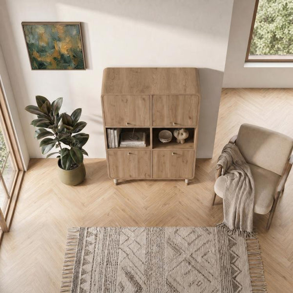 DORO Storage Cabinet with 4 Doors & Open Shelves