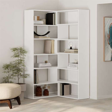 Molly Bookcase, Corner, White, Wood