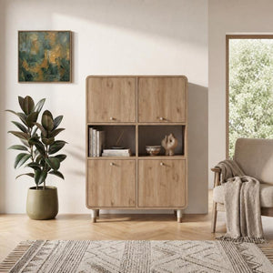 DORO Storage Cabinet with 4 Doors & Open Shelves