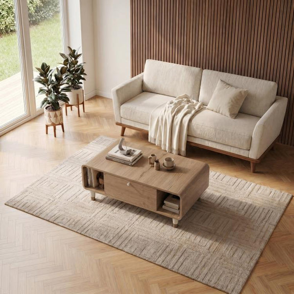 DORO Coffee Table with Drop-Down Storage & Open Shelves