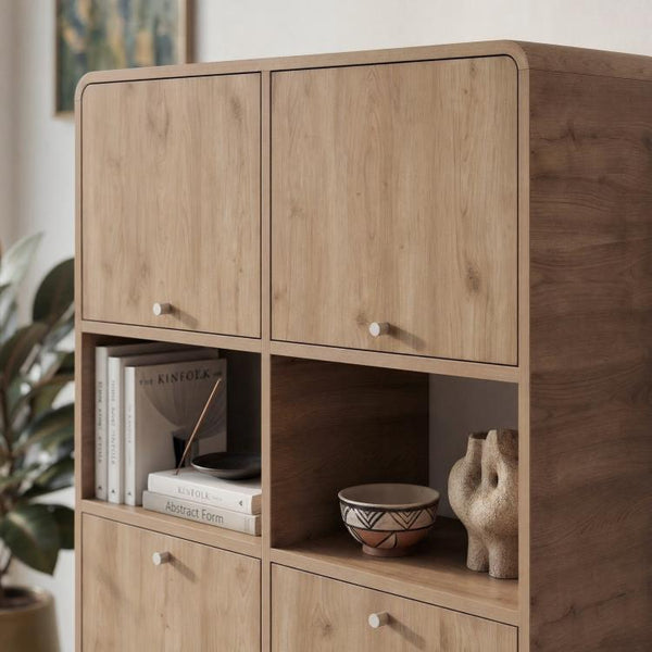DORO Storage Cabinet with 4 Doors & Open Shelves