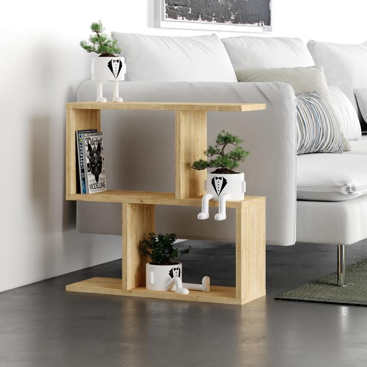 Modern S-Shaped Coffee Table – Oak Finish - Karrari