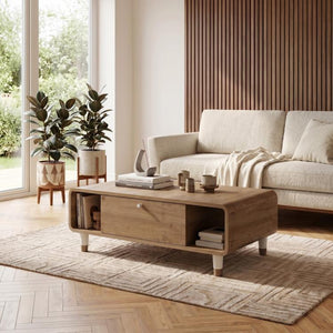 DORO Coffee Table with Drop-Down Storage & Open Shelves