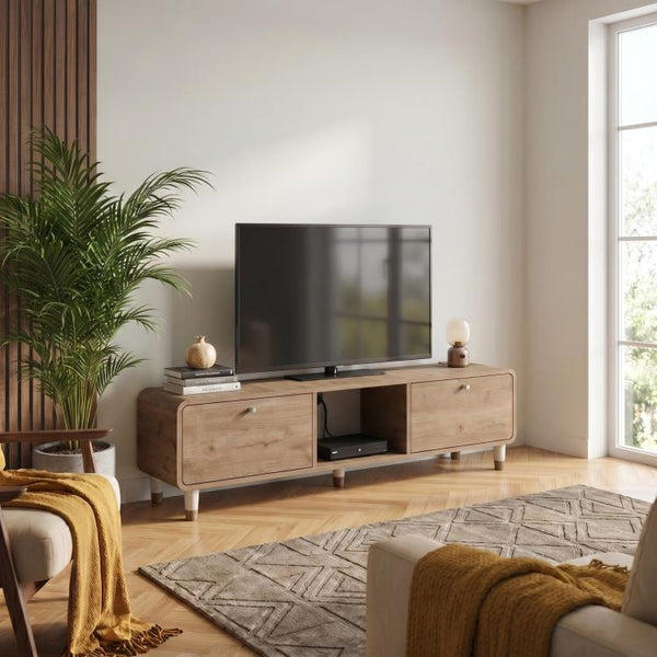 DORO Tv Unit with 2 Drop-Down Doors & Open Shelf