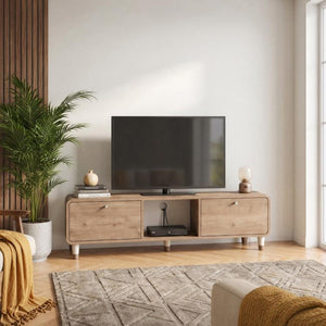 DORO Tv Unit with 2 Drop-Down Doors & Open Shelf
