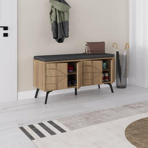 Wood & Metal Shoe Storage Bench