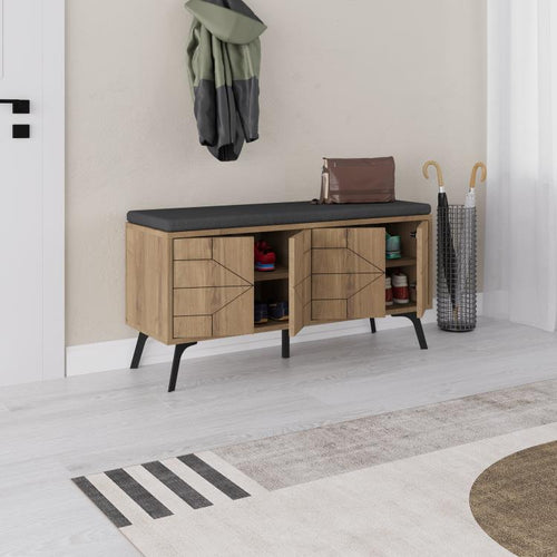 Wood & Metal Shoe Storage Bench