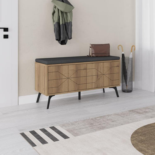 Wood & Metal Shoe Storage Bench