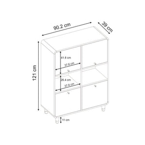 DORO Storage Cabinet with 4 Doors & Open Shelves