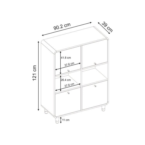 DORO Storage Cabinet with 4 Doors & Open Shelves