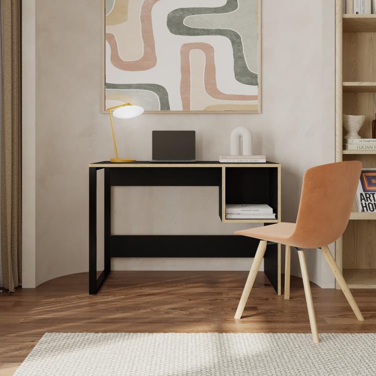 MODEL 4 STUDY DESK (METAL BLACK) BLACK WOOD - Karrari