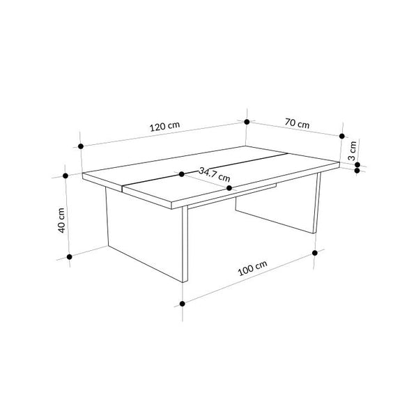 LOANA COFFEE TABLE WITH TWO PIECES TOP PANEL DEEP OUD - Karrari