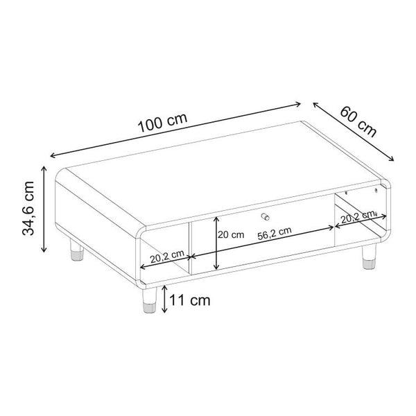 DORO Coffee Table with Drop-Down Storage & Open Shelves