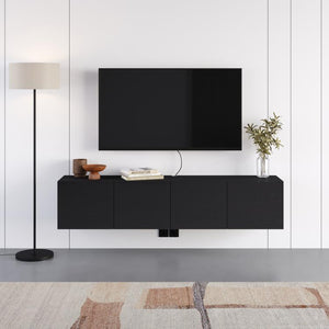 COMBE TV WALL MOUNTED 180 CM BLACK WOOD - Karrari