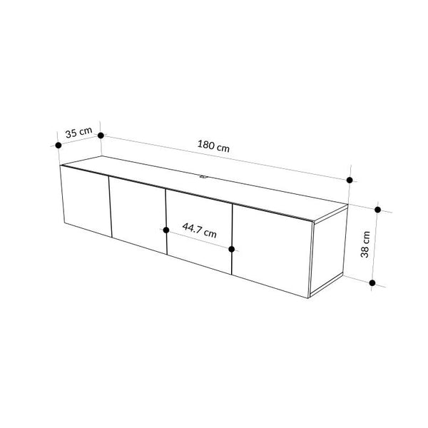 COMBE TV WALL MOUNTED 180 CM BLACK WOOD - Karrari