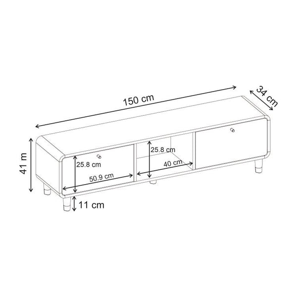 DORO Tv Unit with 2 Drop-Down Doors & Open Shelf