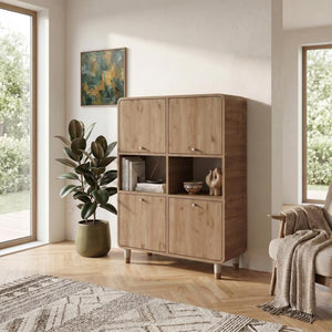 DORO Storage Cabinet with 4 Doors & Open Shelves