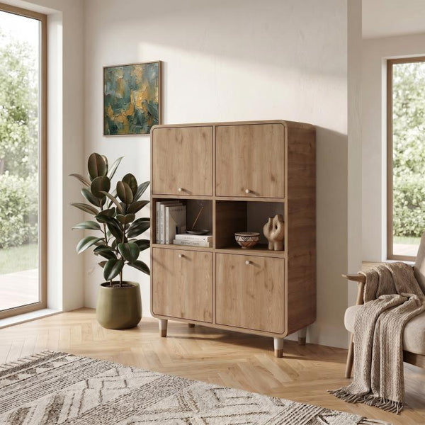 DORO Storage Cabinet with 4 Doors & Open Shelves