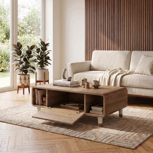DORO Coffee Table with Drop-Down Storage & Open Shelves