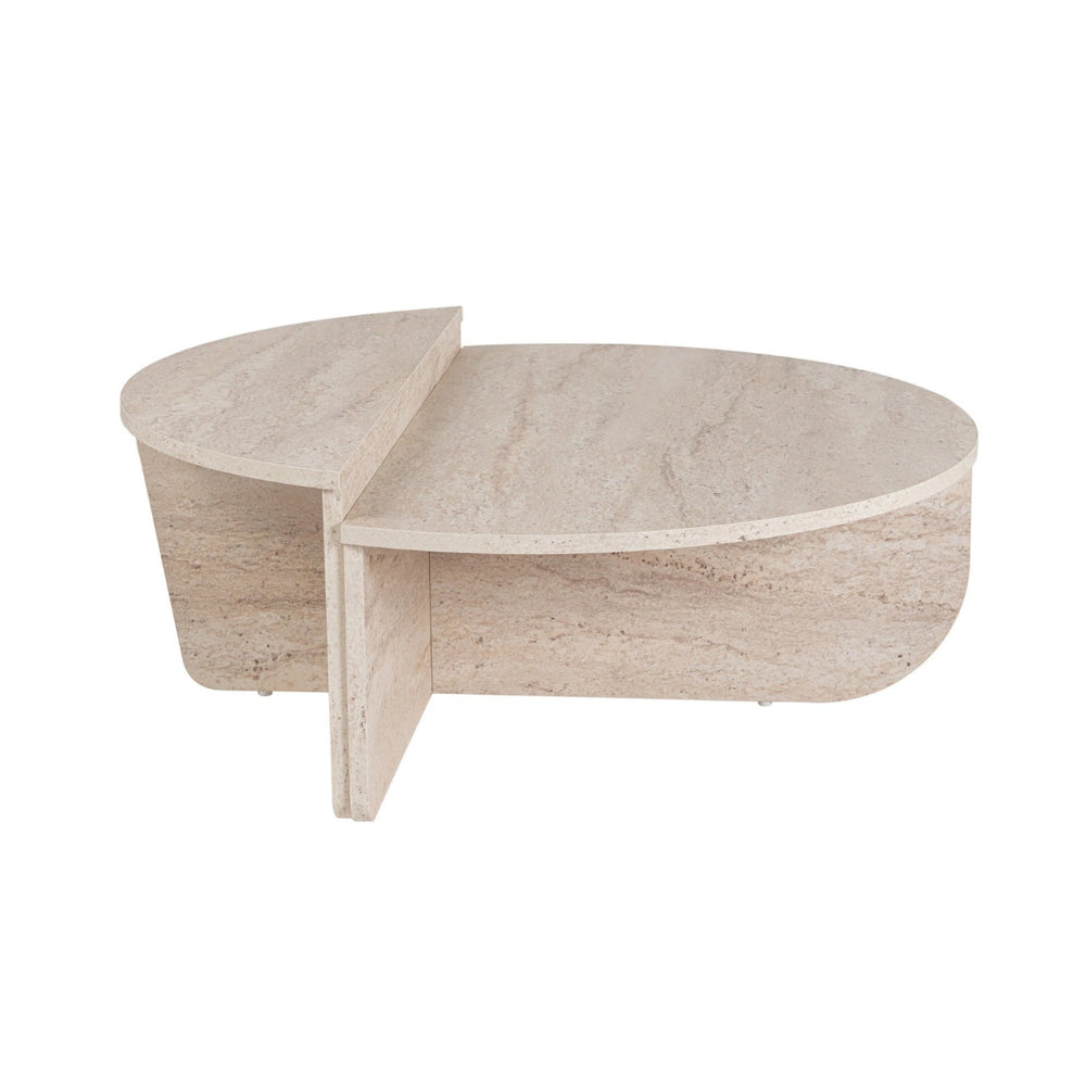 Stone-Effect Dual-Tier Sculptural Coffee Table - Karrari