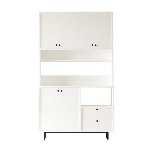 Kitchen Pantry Cabinet – White Freestanding Coffee Station