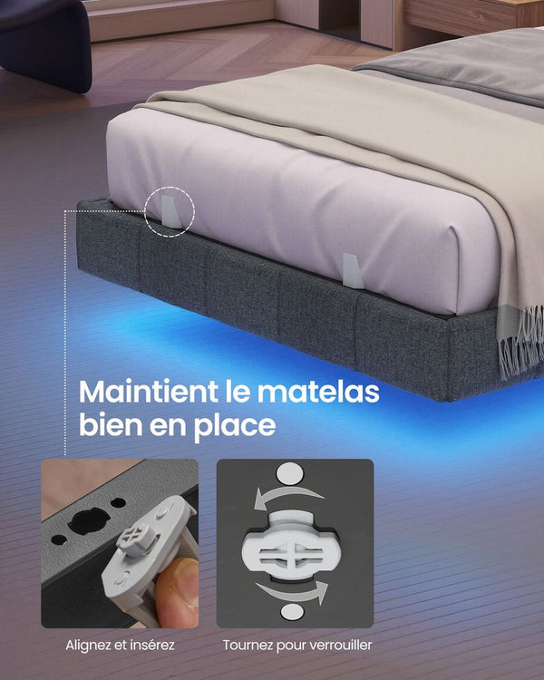 Single Bed Frame (90x190cm) LED Lighting & Electrical Outlets