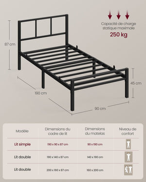 Single Metal Bed Frame (90x190cm)